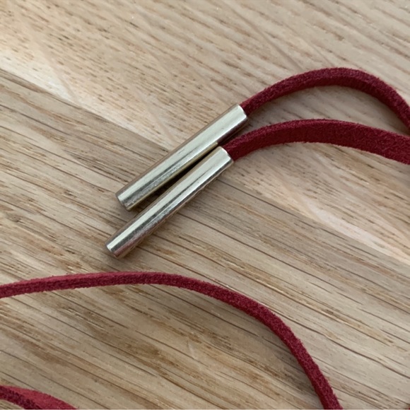 Jen Atkin Chloe + Isabel Red Leather Crystal Lariat Necklace or Headpiece - Picture 8 of 8